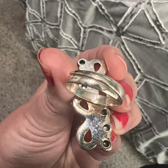 Sterling silver carnelian and pearl ring - Picture 3 of 3